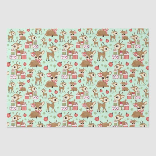 Rendier kerstcadeau Ornament sneeuwvlok groen Tissuepapier (Voorkant)