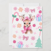 Rendier Kerstfeest Roze Kaart (Achterkant)