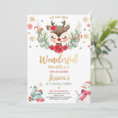 Rendier Kerstfeest Verjaardagsfeest Rode Winter He Kaart (Staand voorkant)