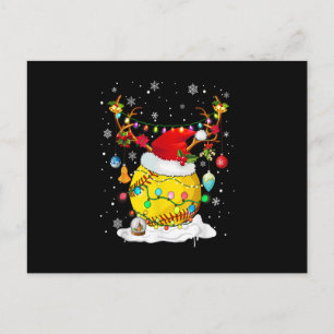 Rendier & Kerstmannenhoed Softbal Grappige Softbal Feestdagenkaart