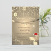 Rendier,Kerstmuts,Confetti BedrijfsKerstfeest Kaart (Staand voorkant)