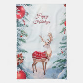 Rendier Kerstvakantie Keukenhanddoek (Verticaal)