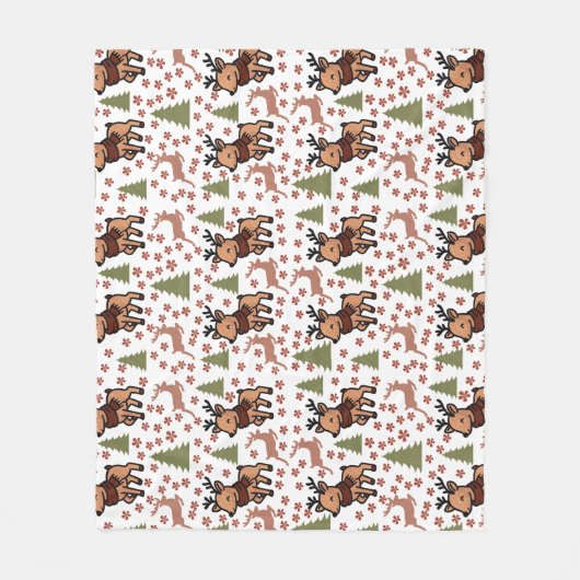 Rendier leuke bloemenmok fleece deken (Voorkant)