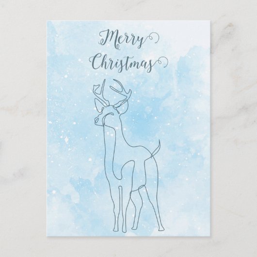 Rendier Light Blue Lined Winter Kerstmis Feestdagenkaart (Voorkant)