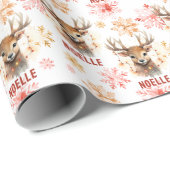 Rendier Lights Gepersonaliseerde Gift Wrap Cadeaupapier (Rol Hoek)