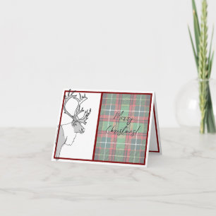 Rendier Merry Christmas Plaid  Kaart