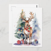 Rendier met geschenken briefkaart (Voorkant / Achterkant)