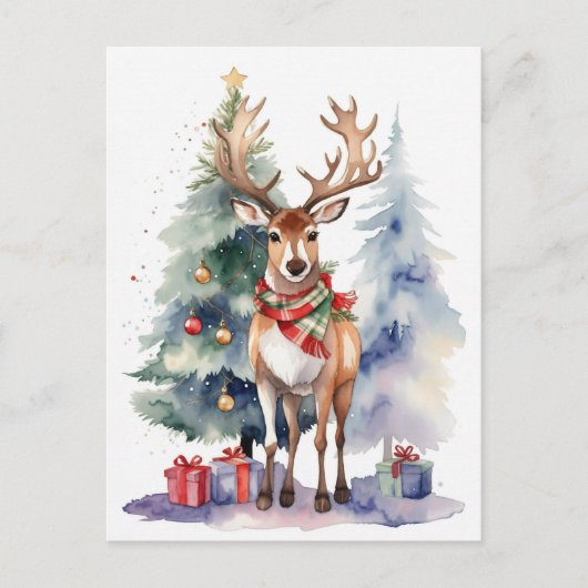 Rendier met geschenken briefkaart (Voorkant)