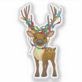 Rendier met kerstverlichting op Antlers Sticker
