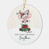 Rendier met Lichten Baby Eerste Kerstmis Keramisch Ornament (Links)