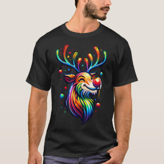 Rendier Met Regenboog Geweien En Een Neus Van Vrol T-shirt