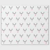 Rendier modern grappig wit rood cadeaupapier (Vlak)