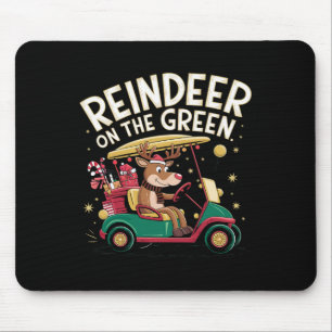 Rendier Op Groene Kerst Golf T-shirt Voor Golfers Muismat
