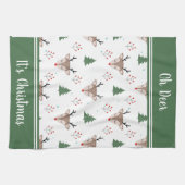 Rendier Patroon Gepersonaliseerde Kerstmis Theedoek (Horizontaal)