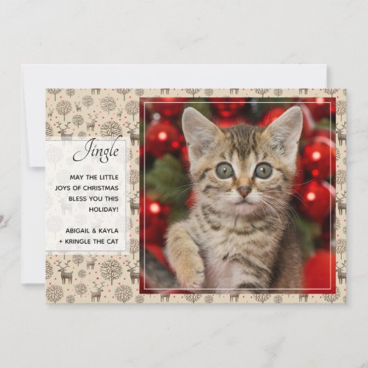 Rendier Patroon & Script Typografie Aangepaste Kle Feestdagenkaart (Voorkant)