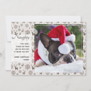 Rendier Patroon & Script Typografie Aangepaste Kle Feestdagenkaart