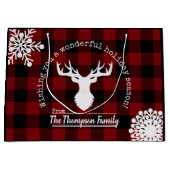 Rendier Red Black Buffalo Plaid Kerstvakantie Groot Cadeauzakje (Voorkant)