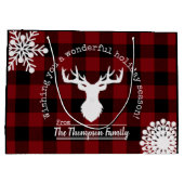 Rendier Red Black Buffalo Plaid Kerstvakantie Groot Cadeauzakje (Achterkant)