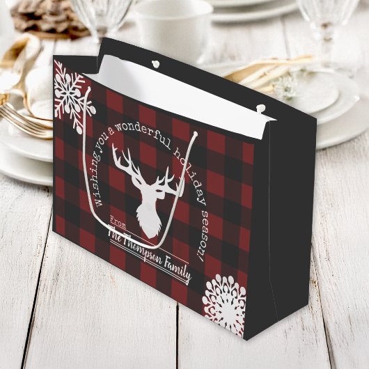 Rendier Red Black Buffalo Plaid Kerstvakantie Groot Cadeauzakje