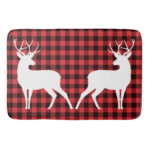 Rendier Red & Black Tartan Patroon Buffel Plaid Badmat