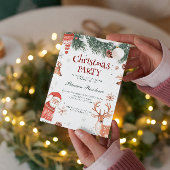 Rendier Santa en Ornamenten Kerstfeest Kaart