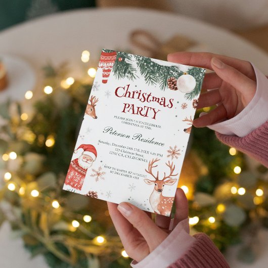 Rendier Santa en Ornamenten Kerstfeest Kaart