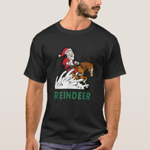 Rendier Santa op een Reining Horse T-Shirt
