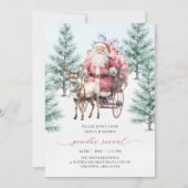 Rendier Santa Sleigh Kerstmis Gender Reveal Kaart (Voorkant)