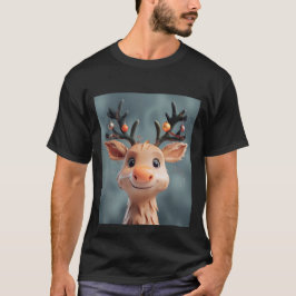 Rendier Schattigee kerstgeest met jingle bells T-shirt