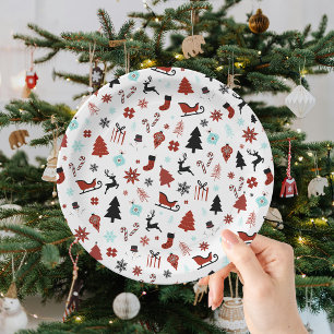 Rendier slee Kerst dennenbomen Papieren Bordje
