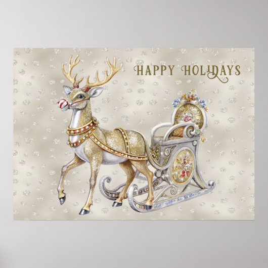 Rendier Sleigh Holiday Poster (Voorkant)