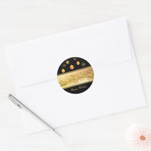 Rendier Sleigh Kerstballen Vakantie Sticker (Envelop)