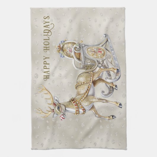 Rendier Sleigh Vakantie Keuken Handdoek (Verticaal)