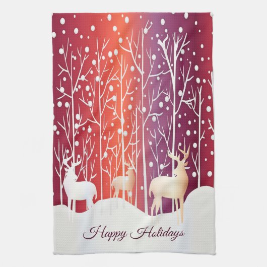 Rendier Sneeuwvakantie Theedoek (Verticaal)