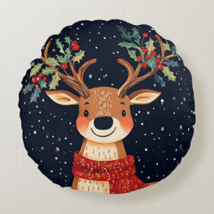 Rendier Starry Christmas Twinkle Night Rond Kussen