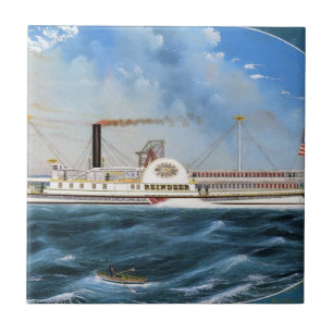 Rendier Stoomboot 1850 Tegeltje