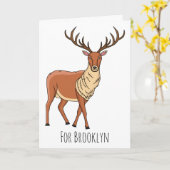 Rendier stripfiguur illustratie kaart (Gele Bloem)