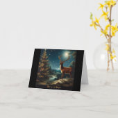 Rendier Vrolijk en Helder Kerstmis Kaart (Gele Bloem)