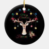 Rendier Vrolijk Kerstfeest Stijlvol Keramisch Ornament (Achterkant)