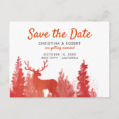 Rendier Waterverf Red Winter Save The Date Aankondigingskaart (Voorkant)