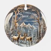 Rendier Winter Bergen Metalen Ornament (Achterkant)