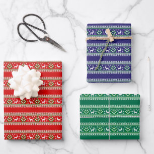 Rendier Winter Fair Isle Naadloos Patroon Inpakpapier Vel