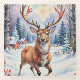 Rendier Wonderland: Vakantie Gelukzaligheid Glazen Onderzetter