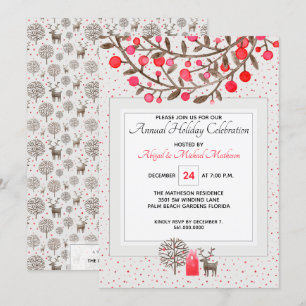  Rendier Woodland Holiday Party Kaart