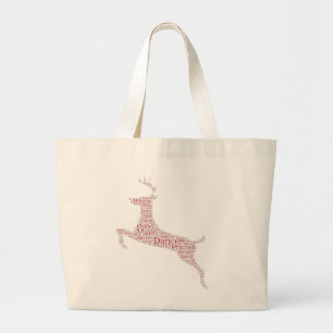 Rendier Word Art Rudolph Blixem Comet Cupid Grote Tote Bag