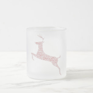 Rendier Word Art Rudolph Blixem Comet Cupid Matglas Koffiemok