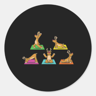 Rendier Yoga Outfit Dames Meditatie Kerstman Ronde Sticker