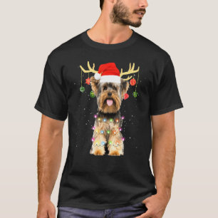 Rendier Yorkshire Terrier Hond Kerstmis Lig T-shirt