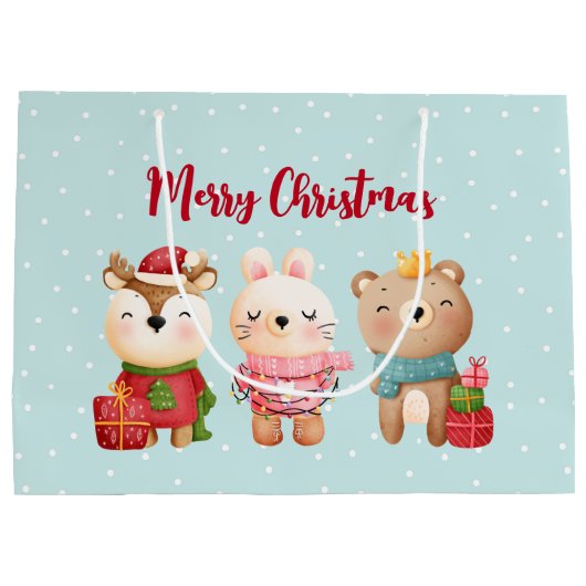 rendieren, Beer en konijnenkerstmis Groot Cadeauzakje (Achterkant)