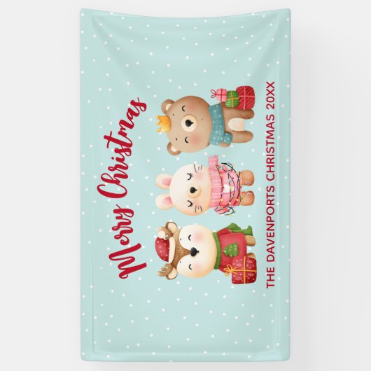 rendieren, Beer en konijnenkerstmis Spandoek (Verticaal)